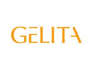 Das Gelita-Logo hebt sich in orangefarbener Schrift vom weißen Hintergrund ab und symbolisiert die starke Verbundenheit des Unternehmens mit der Rhein-Neckar-Region.