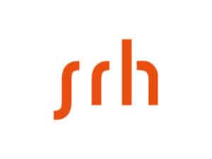 Orangefarbenes „srh“-Logo auf weißem Hintergrund als Symbol für Innovation in den Gewerbeflächen Rhein-Neckars.